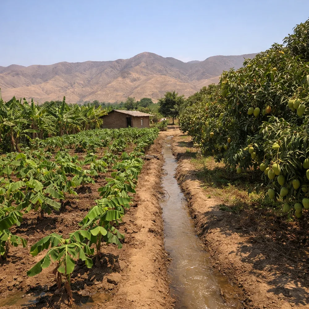 Parcela de agricultor en el norte de Perú